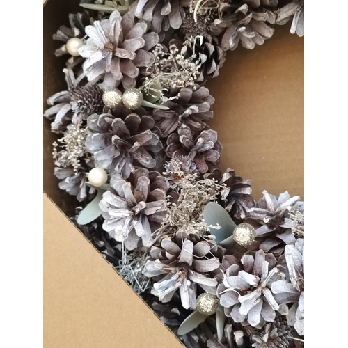 114 - New and Boxed Items to include 35cm Festive Wreath, 14cm Ceramic Ducks (2) plus Floral Jug.