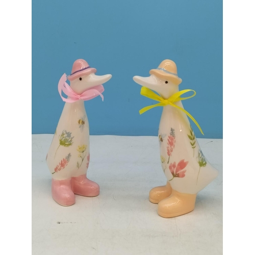 114 - New and Boxed Items to include 35cm Festive Wreath, 14cm Ceramic Ducks (2) plus Floral Jug.