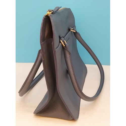 130 - Radley Medium Blue Bovine Leather Zip Top Shoulder Bag. 25.5cm x 33cm x 10.5cm.