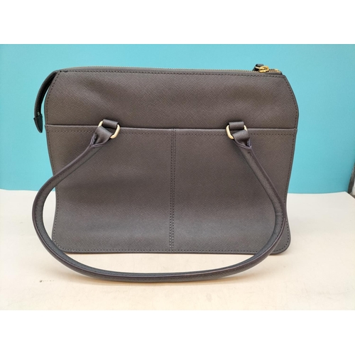 130 - Radley Medium Blue Bovine Leather Zip Top Shoulder Bag. 25.5cm x 33cm x 10.5cm.