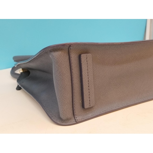 130 - Radley Medium Blue Bovine Leather Zip Top Shoulder Bag. 25.5cm x 33cm x 10.5cm.