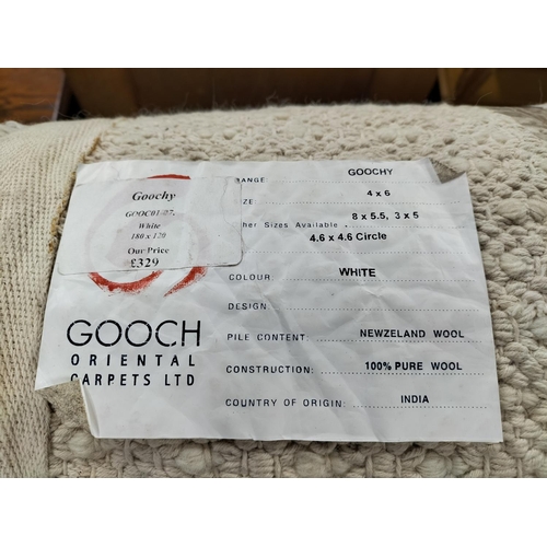 155 - Goochy 100% New Zealand Wool White Coloured Rug. 4ft x 6Ft. Collection Only.