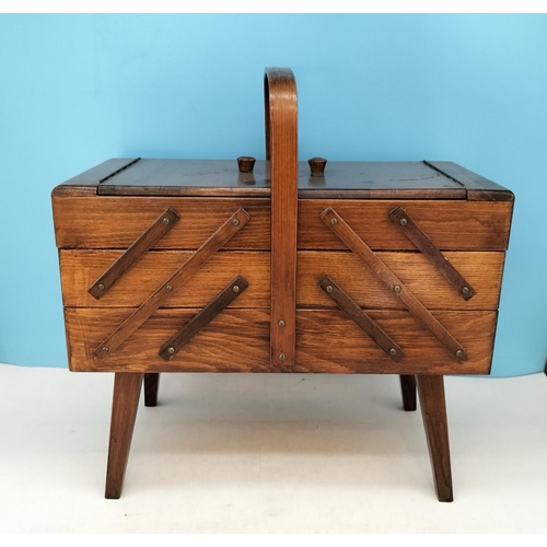 82 - Cantilever Sewing Box. Closed Measures 43cm high, 42cm x 24cm. Collection Only.