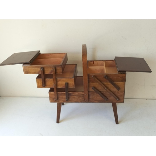 82 - Cantilever Sewing Box. Closed Measures 43cm high, 42cm x 24cm. Collection Only.