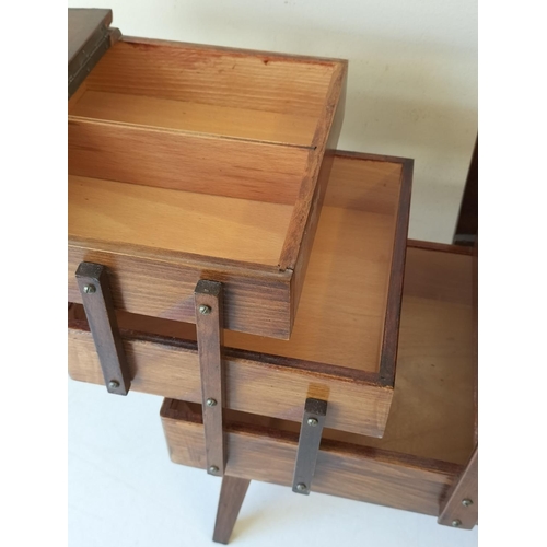 82 - Cantilever Sewing Box. Closed Measures 43cm high, 42cm x 24cm. Collection Only.