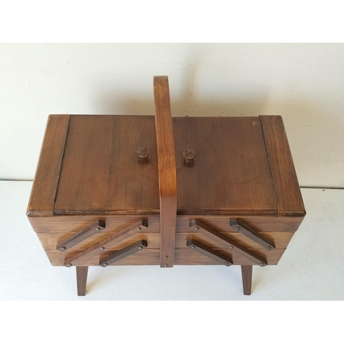 82 - Cantilever Sewing Box. Closed Measures 43cm high, 42cm x 24cm. Collection Only.