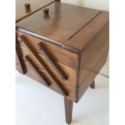 82 - Cantilever Sewing Box. Closed Measures 43cm high, 42cm x 24cm. Collection Only.