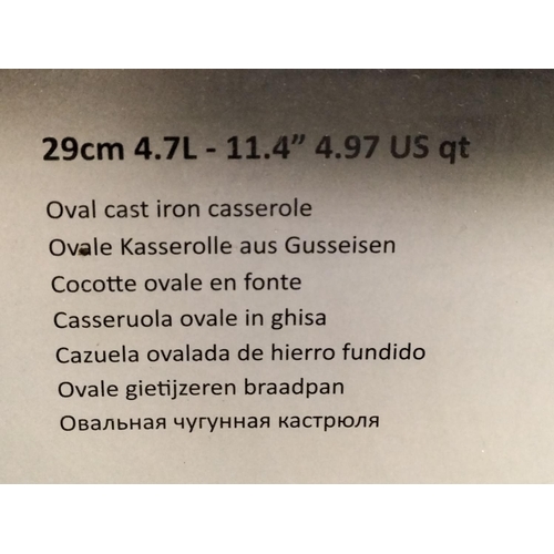 117 - New in Box, Berndes 29cm 4.7Litre Cast Oval Casserole Dish.