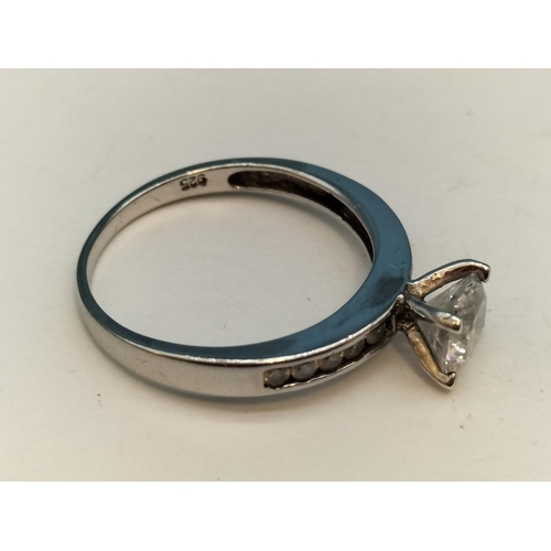 119 - Silver 925 and Clear Stone Ring. Size Q.