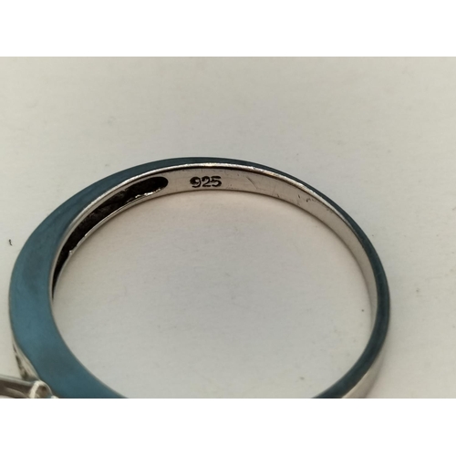 119 - Silver 925 and Clear Stone Ring. Size Q.