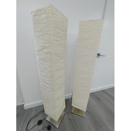 148 - 2 x Modern Floor Standing Lamps with Paper Shades. 148cm High, 26cm x 26cm. W/O. Collection Only.