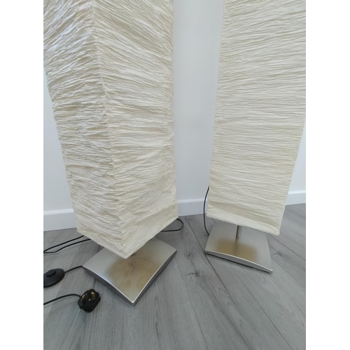 148 - 2 x Modern Floor Standing Lamps with Paper Shades. 148cm High, 26cm x 26cm. W/O. Collection Only.