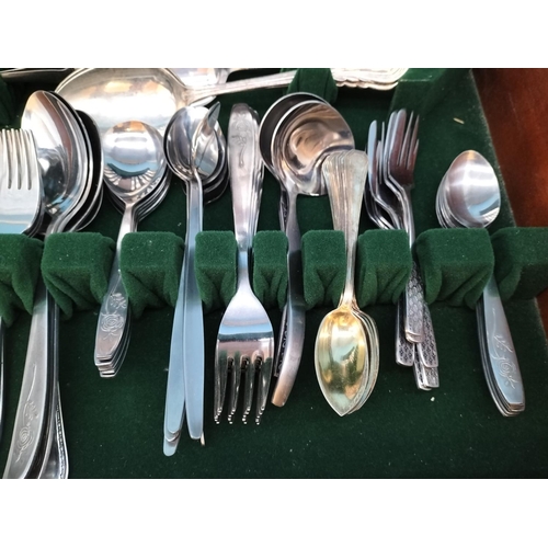 149 - Wooden Cased Viners International 42 Piece Stainless Steel Cutlery Set plus Extra Cutlery.