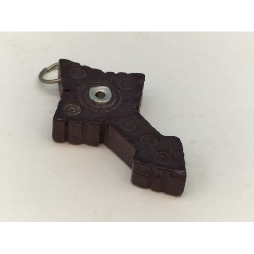 75 - Wooden Stanhope Cross with Picture of the Apparition at Knock Comayo.