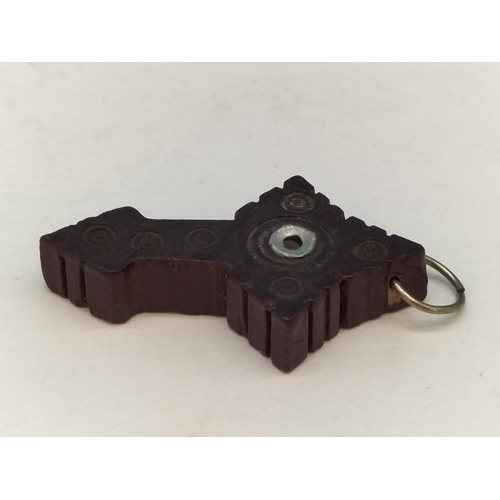 75 - Wooden Stanhope Cross with Picture of the Apparition at Knock Comayo.