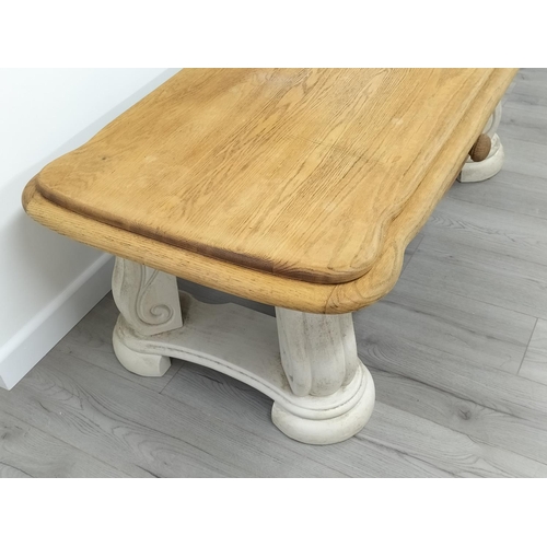 93 - Oak French Style Large Coffee Table with Painted Base. 51cm High, 136cm x 76cm. Collection Only.