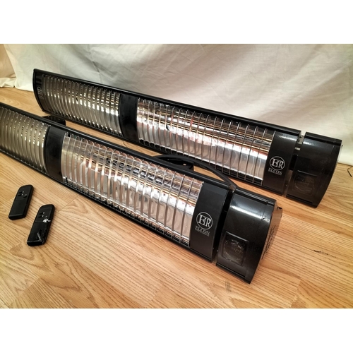 99 - 2 x Elcon Infrared Wall Mounting 4kw 230v Room Heaters, both with Remote Controls. 103cm Long. Colle... 