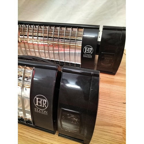 99 - 2 x Elcon Infrared Wall Mounting 4kw 230v Room Heaters, both with Remote Controls. 103cm Long. Colle... 