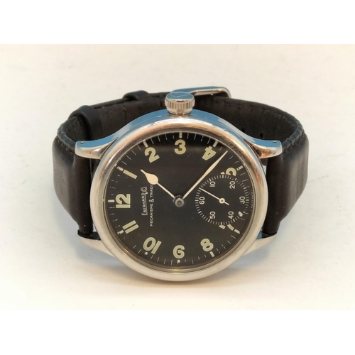 77 - Eberhard & Co Traversetolo Vitre Gent's Watch with Black Face. Model 21020 VZ  No 0052  3 ATM. W/O.