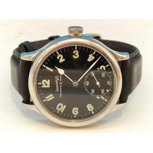 77 - Eberhard & Co Traversetolo Vitre Gent's Watch with Black Face. Model 21020 VZ  No 0052  3 ATM. W/O.