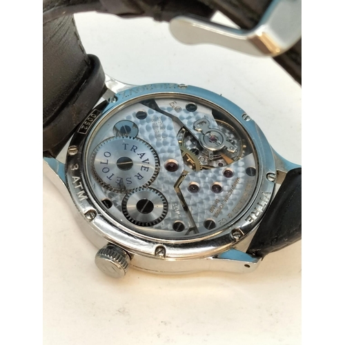 77 - Eberhard & Co Traversetolo Vitre Gent's Watch with Black Face. Model 21020 VZ  No 0052  3 ATM. W/O.