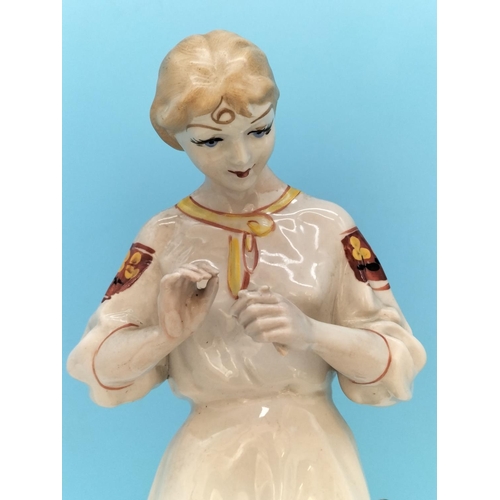 106 - Vintage 1960's Polonnoe Figure of a Girl with Flower. 31cm Tall.