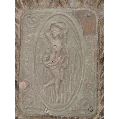 107 - 2 x Carved Wooden Framed Plaques with Metal Panel of the Goddess Diana (20cm x 24cm) plus a Wood Fra... 