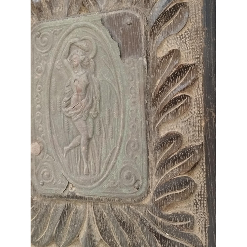 107 - 2 x Carved Wooden Framed Plaques with Metal Panel of the Goddess Diana (20cm x 24cm) plus a Wood Fra... 