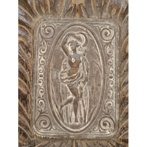 107 - 2 x Carved Wooden Framed Plaques with Metal Panel of the Goddess Diana (20cm x 24cm) plus a Wood Fra... 
