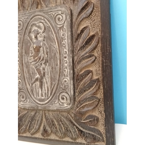 107 - 2 x Carved Wooden Framed Plaques with Metal Panel of the Goddess Diana (20cm x 24cm) plus a Wood Fra... 