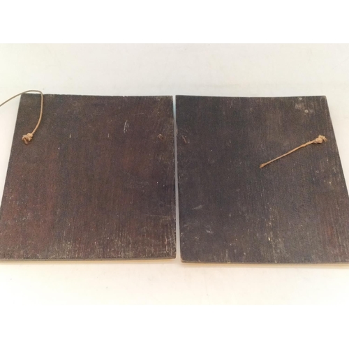 107 - 2 x Carved Wooden Framed Plaques with Metal Panel of the Goddess Diana (20cm x 24cm) plus a Wood Fra... 