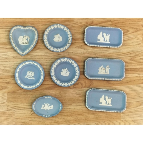 109 - Collection of Wedgwood Blue and White Jasperware. Tallest 12.5cm.