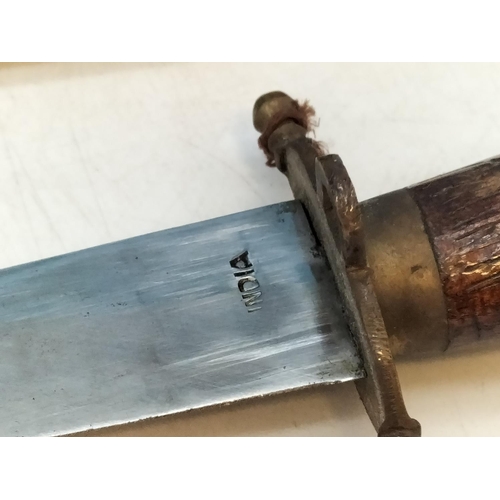 179 - Copper Spear Points (2), Letter Opener plus Indian Dagger in Wooden Sheath. Age ID Required on Purch... 