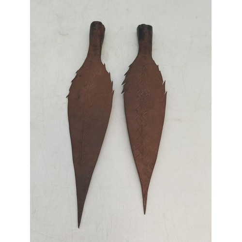 179 - Copper Spear Points (2), Letter Opener plus Indian Dagger in Wooden Sheath. Age ID Required on Purch... 
