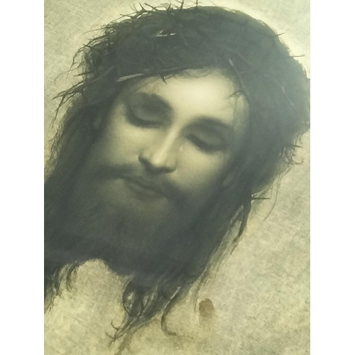 74 - 19th Century Print of Jesus Christus 'Veil of Veronica by Gabriel Von Max. 80cm x 60cm. Collection O... 