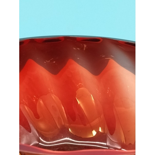 87 - Ruby Glass Bowl. 14cm High, 27cm Diameter. Nip to Rim.