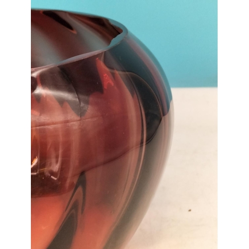 87 - Ruby Glass Bowl. 14cm High, 27cm Diameter. Nip to Rim.