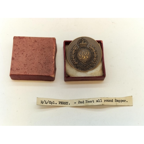 90 - George V Royal Engineers No 9 Training Regt R.E. Second Best All Round Sapper Medal awarded to R/L/C... 