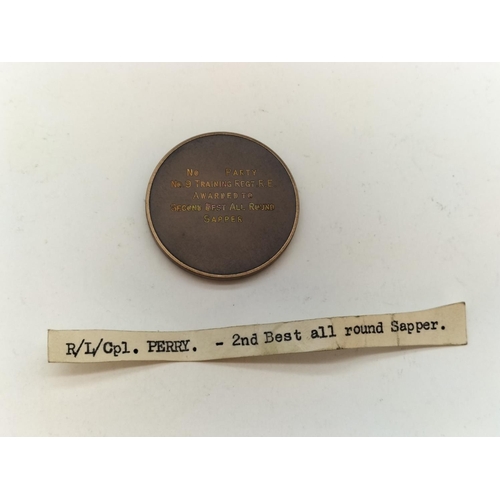 90 - George V Royal Engineers No 9 Training Regt R.E. Second Best All Round Sapper Medal awarded to R/L/C... 