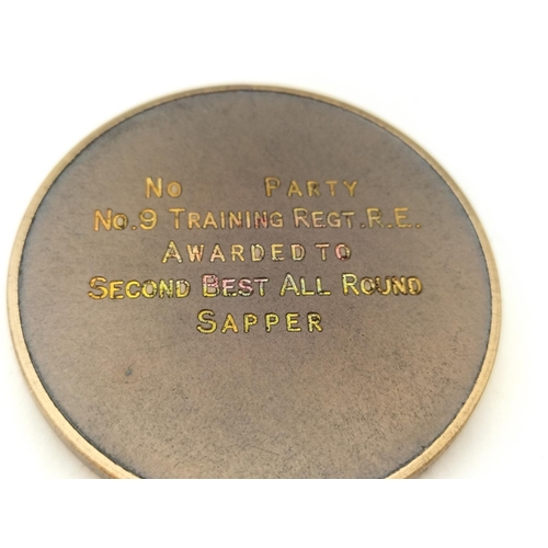 90 - George V Royal Engineers No 9 Training Regt R.E. Second Best All Round Sapper Medal awarded to R/L/C... 