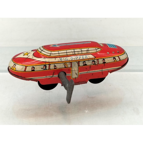 92 - Tin Plate Big Dipper Wind Up Toy. Requires Attention. 12cm Long.
