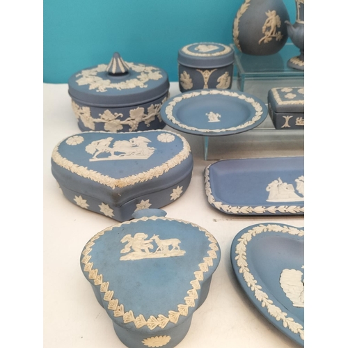 94 - Collection of Wedgwood Blue and White Jasperware. Tallest 13cm.