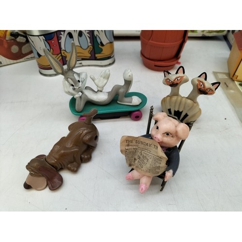 96 - Boxed Tom & Jerry Pottery Tea Set, Boxed Disney Minnie Soap and Mickey Sponge Holders, Boxed Golly B... 