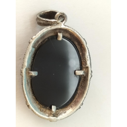 97 - Silver 925 Blue and White Ceramic Brooch/Pendant, 925 Silver Pendant plus a 925 Silver Bracelet (A/F... 