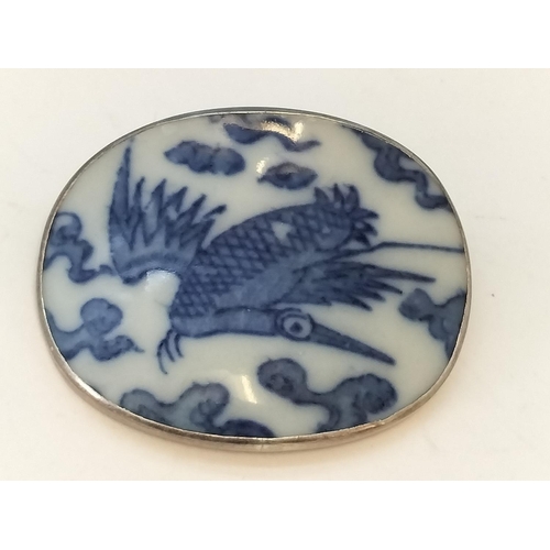 97 - Silver 925 Blue and White Ceramic Brooch/Pendant, 925 Silver Pendant plus a 925 Silver Bracelet (A/F... 