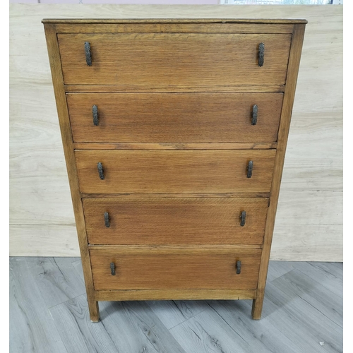 125 - Set of Vintage Rustic Oak Drawers. 116cm High, 75cm x 42cm. Collection Only.