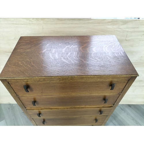 125 - Set of Vintage Rustic Oak Drawers. 116cm High, 75cm x 42cm. Collection Only.