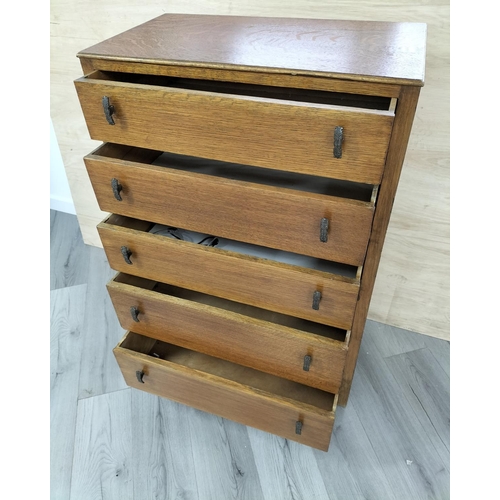 125 - Set of Vintage Rustic Oak Drawers. 116cm High, 75cm x 42cm. Collection Only.