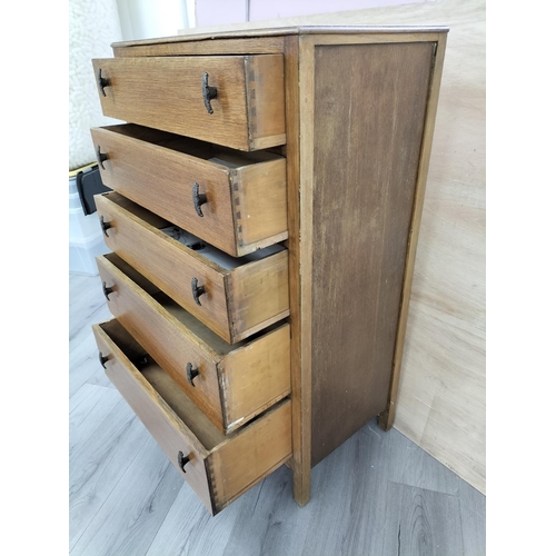 125 - Set of Vintage Rustic Oak Drawers. 116cm High, 75cm x 42cm. Collection Only.