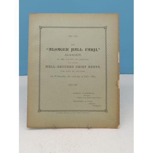 129 - Auction Details/Plan for Sale of 'Hall Farm, Alsager' July 1889.